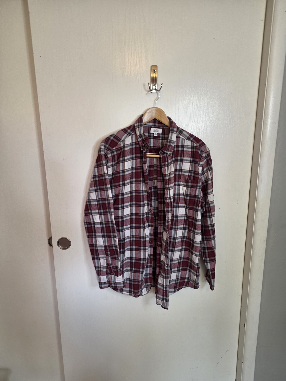 Women's Burgundy Plaid Button-Up Shirt